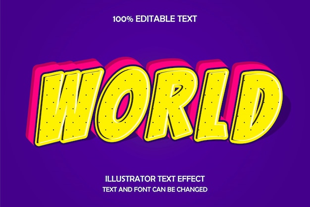World,3d editable text effect modern shadow arch style