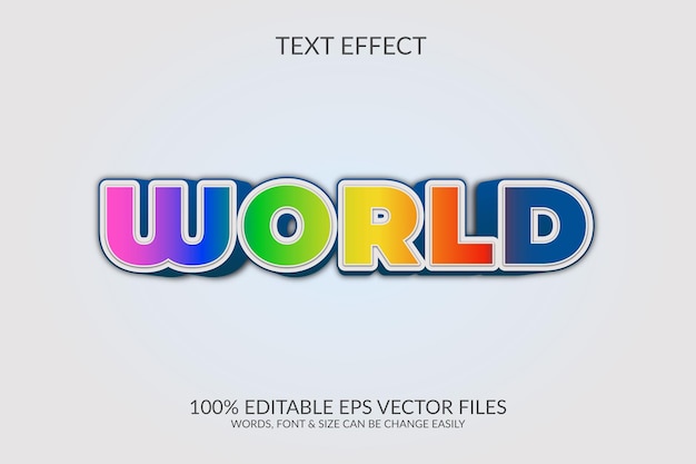 World 3d fully editable vector eps text effect illustration template design