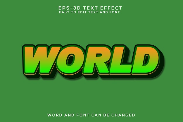 World 3d text effect and colorful text