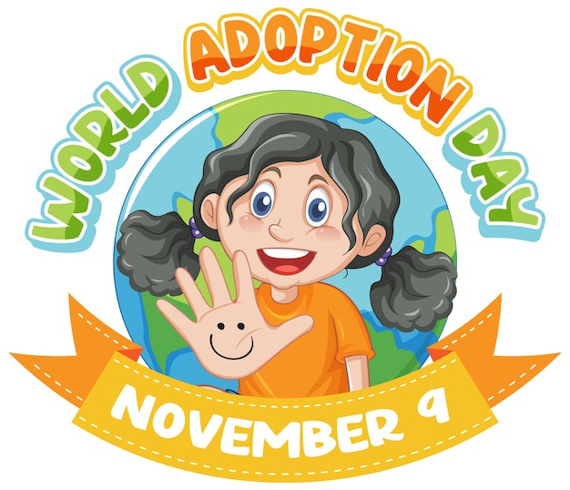 Vector world adoption day logo design