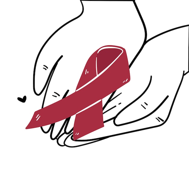Vettore illustrazione vettoriale del disegno a mano della giornata mondiale dell'azione contro l'aids