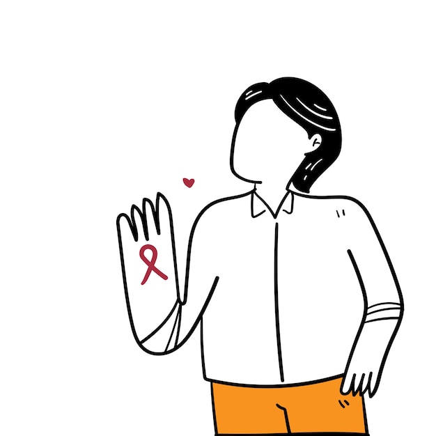 Illustrazione vettoriale del disegno a mano della giornata mondiale dell'azione contro l'aids
