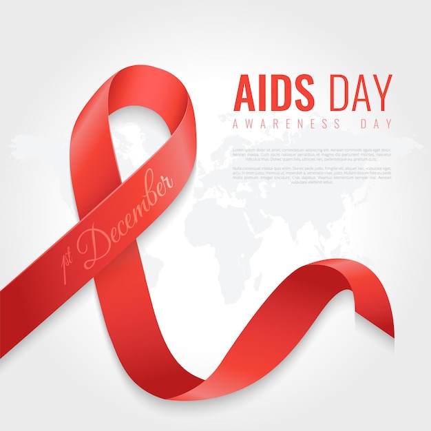 World aids day 1 December is a day of aids awareness in the world with red ribbon