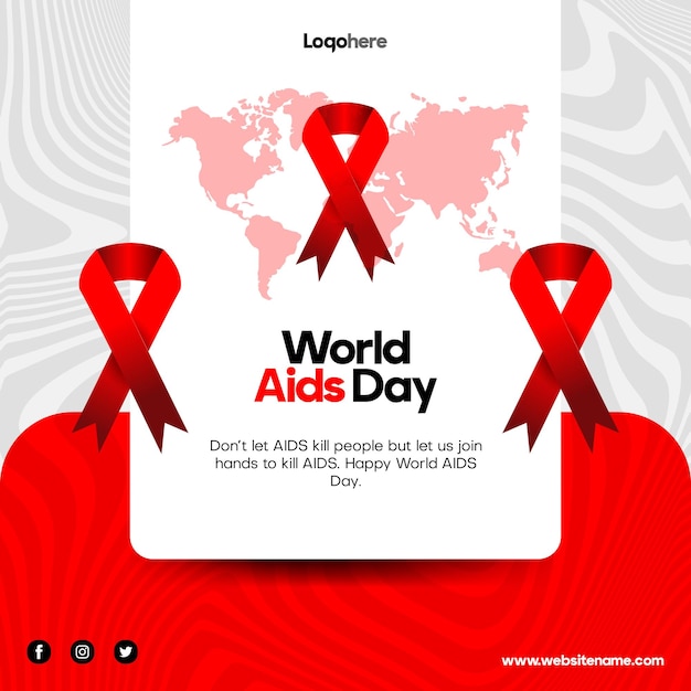 World aids day awareness hands with red ribbon