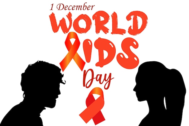 World AIDS Day Awareness Red Ribbon with man and women symbolic concept. Grow Aids alert  in world