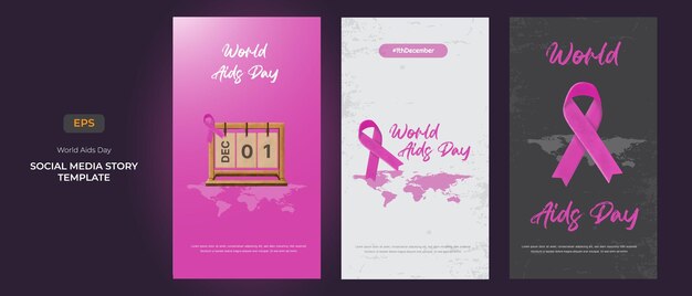 Vector world aids day awareness social media stories vector template