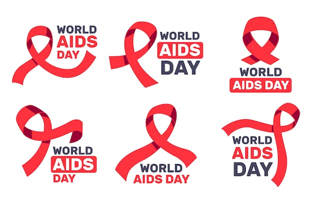 Collezione di badge per la giornata mondiale contro l'aids