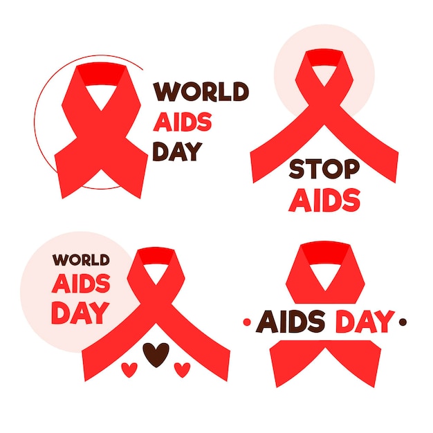 Collezione di badge per la giornata mondiale contro l'aids