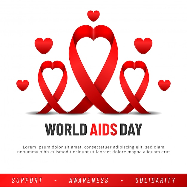 World aids day banner. aids awareness red ribbon.