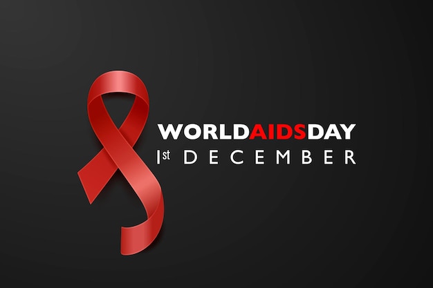 World AIDS Day Banner Aids Awareness Red Silk Ribbon