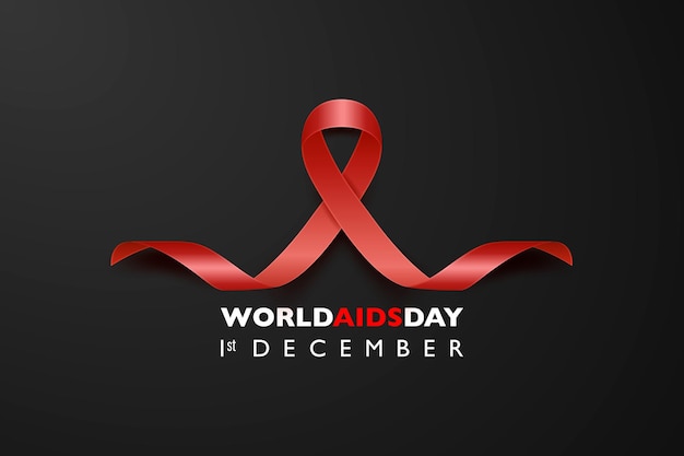 World AIDS Day Banner Aids Awareness Red Silk Ribbon