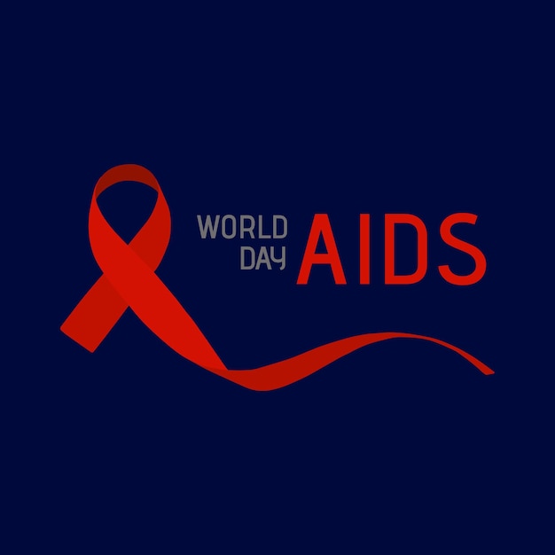 World AIDS day banner. Red ribbon AIDS cancer awareness symbol. December 1.