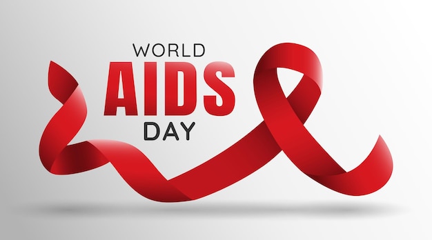 World AIDS day Banner with Realistic Red Ribbon