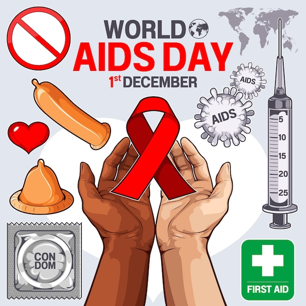 Scenografia della collezione della giornata mondiale contro l'aids per l'illustrazione