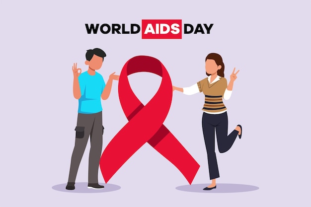 Concetto della giornata mondiale dell'aids design delle icone di sensibilizzazione sull'aids per poster banner tshirt illustrazione vettoriale piatta colorata isolata