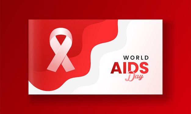 Giornata mondiale contro l'aids design consapevolezza realistica sfondo rosso del nastro illustrazione vettoriale modificabile