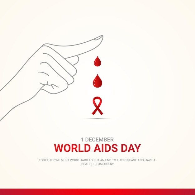 世界エイズデードロップ血とリボン無料ベクトル
