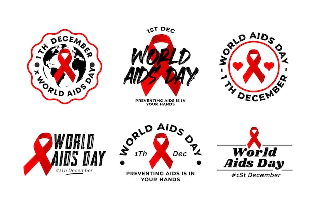 Vector world aids day labels concept