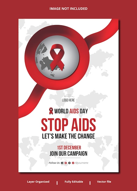 Design del poster della giornata mondiale contro l'aids