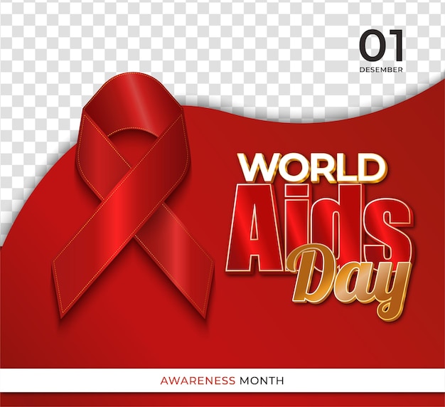 Vector world aids day poster ribbon hiv prevention month with transparent background