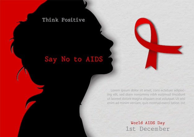 Кампания плаката Всемирного дня борьбы со СПИДом в стиле вырезки из бумаги и векторном дизайне