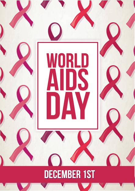 Vector world aids day poster with ribbons