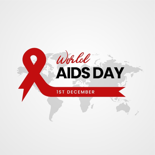 World aids day red large ribbon