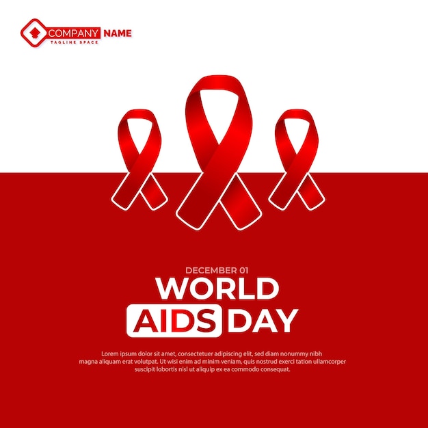 World aids day and red ribbon new simple design