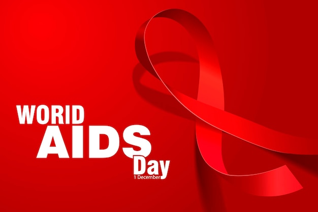 World aids day. red ribbon. vector illustration