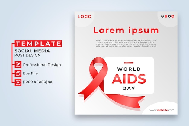 World aids day social media poster template design