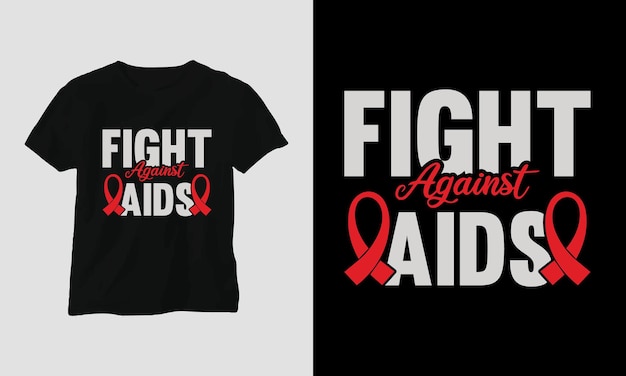 World AIDS Day T-shirt Design with red and pink colors and AIDS Sign ribbon