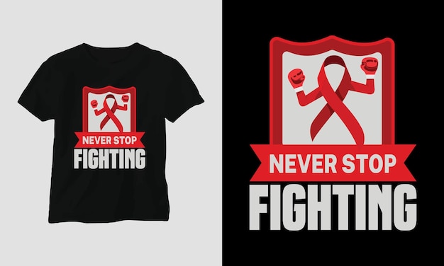 World AIDS Day T-shirt Design with red and pink colors and AIDS Sign ribbon