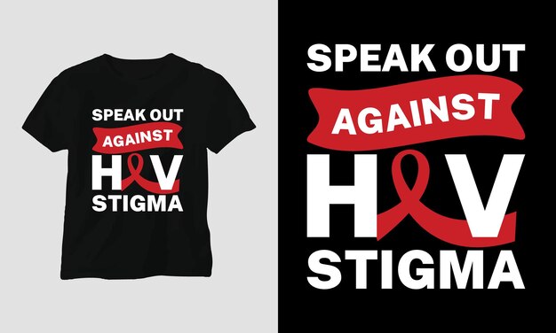 World AIDS Day T-shirt Design with red and pink colors and AIDS Sign ribbon