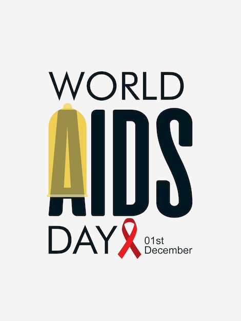 콘돔과 빨간 리본을 사용한 세계 에이즈의 날 벡터 디자인