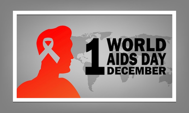 Giornata mondiale dell'aids illustrazione vettoriale di una silhouette di un uomo con un nastro in testa adatto per poster e banner di biglietti d'auguri