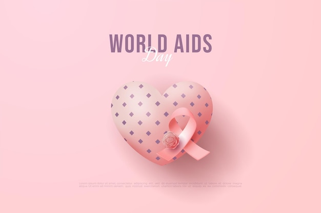 world aids day with love balloons and 3D ribbon