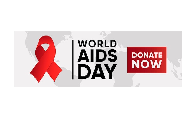 Vector world aids day with red ribbon header and cover banner for facebook and linkedin