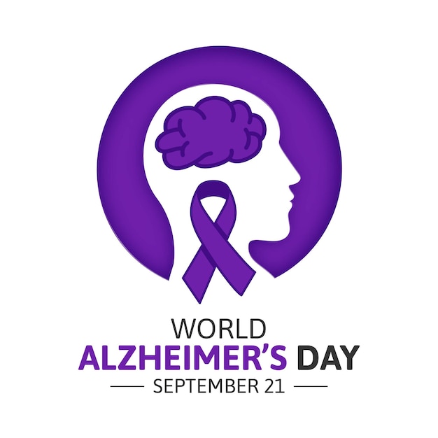 World Alzheimer's Day Concept Design Alzheimer awareness illustration wirh purple ribbon