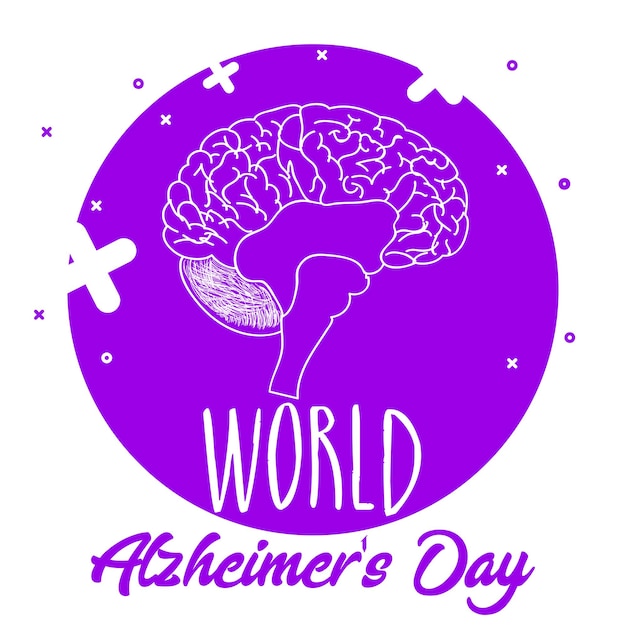 Vector world alzheimers day typography with brain vector illustration