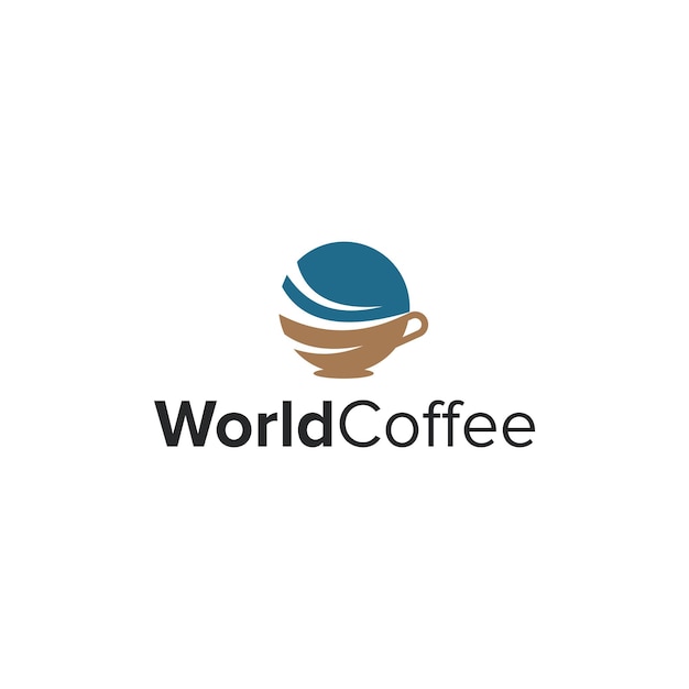 벡터 커피 세계 간단하고 우아하고 창의적이고 현대적인 로고 디자인