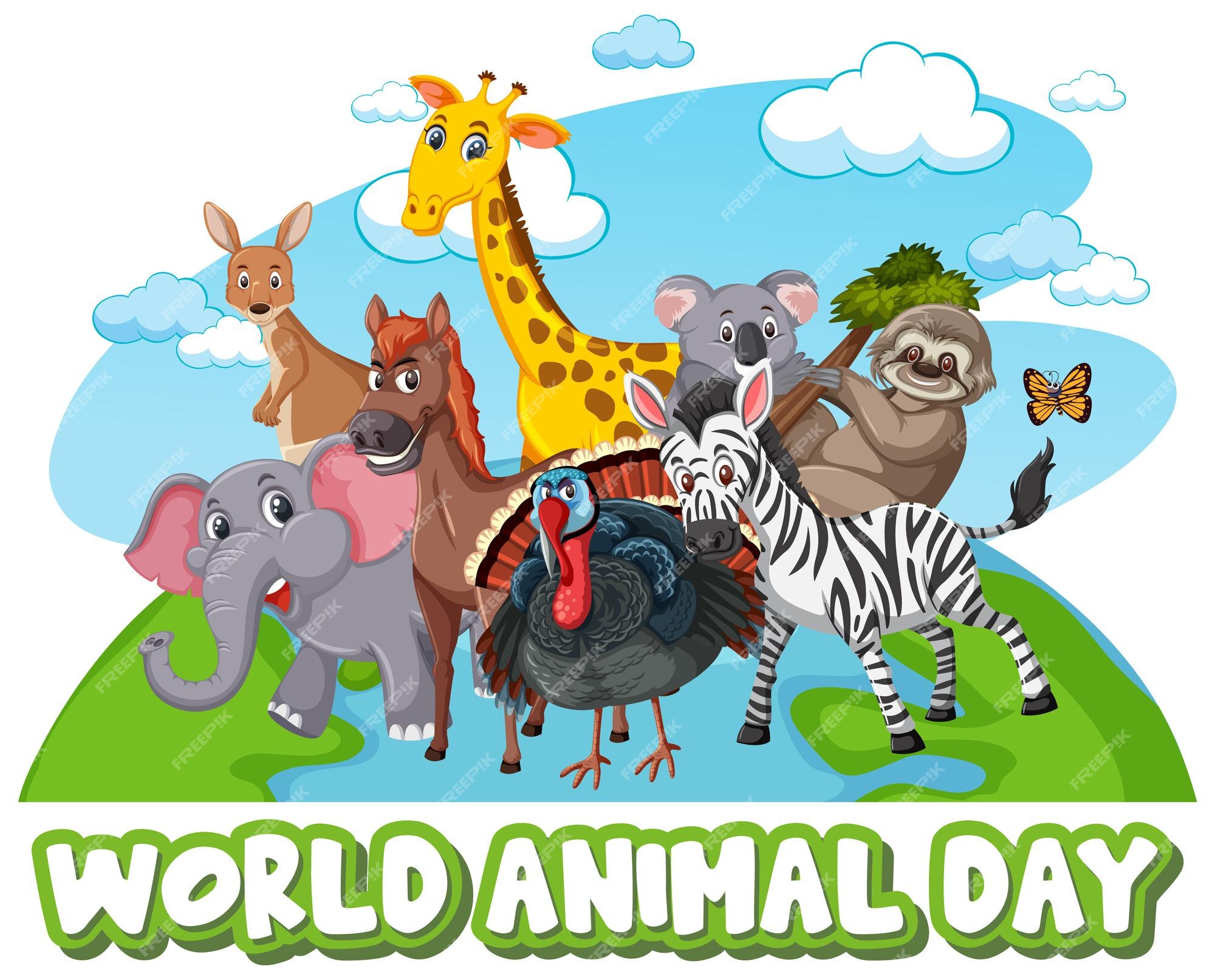 Premium Vector | World animal day banner with african wild animals Premium Vector | World animal day banner with african wild animals