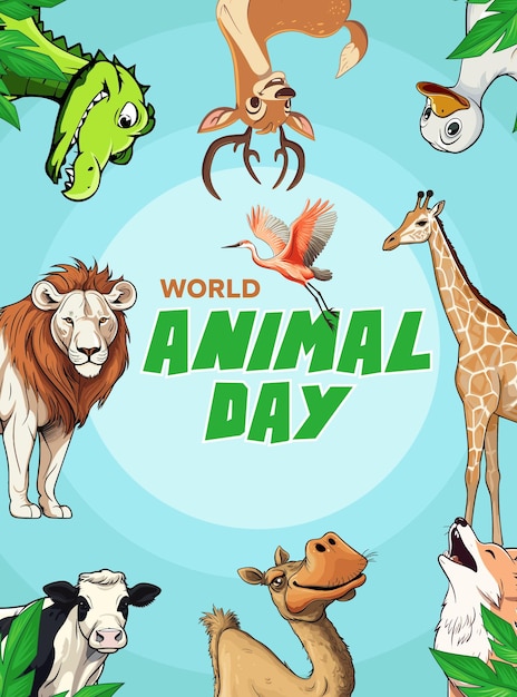 World animal day celebration illustration vector