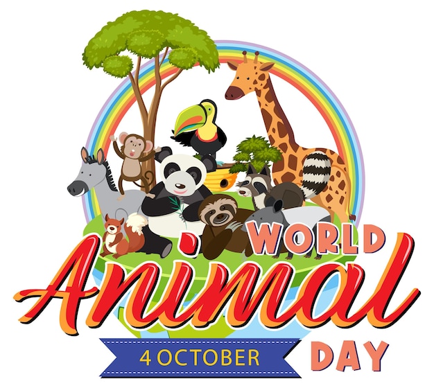 Vector world animal day logo with african animals