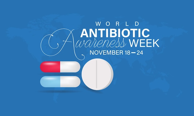 World Antibiotic Awareness Week vector icon illustration Background banner card poster template