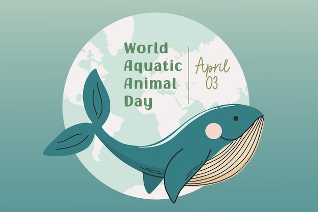 World aquatic animal day Vector illustration with whale and globe Graphic print