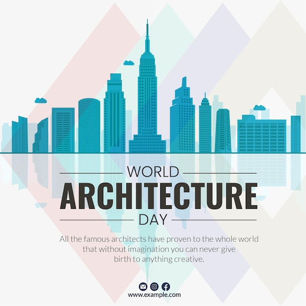 Vector world architecture day banner design template