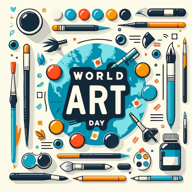 Всемирный день искусства векторная иллюстрация плакат баннер шаблон концепция