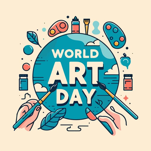 Premium Vector World art day vector illustration poster banner