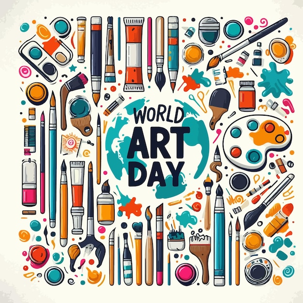 World art day vector illustration poster banner templet concept