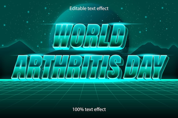 Effetto di testo modificabile per la giornata mondiale dell'artrite in stile retrò